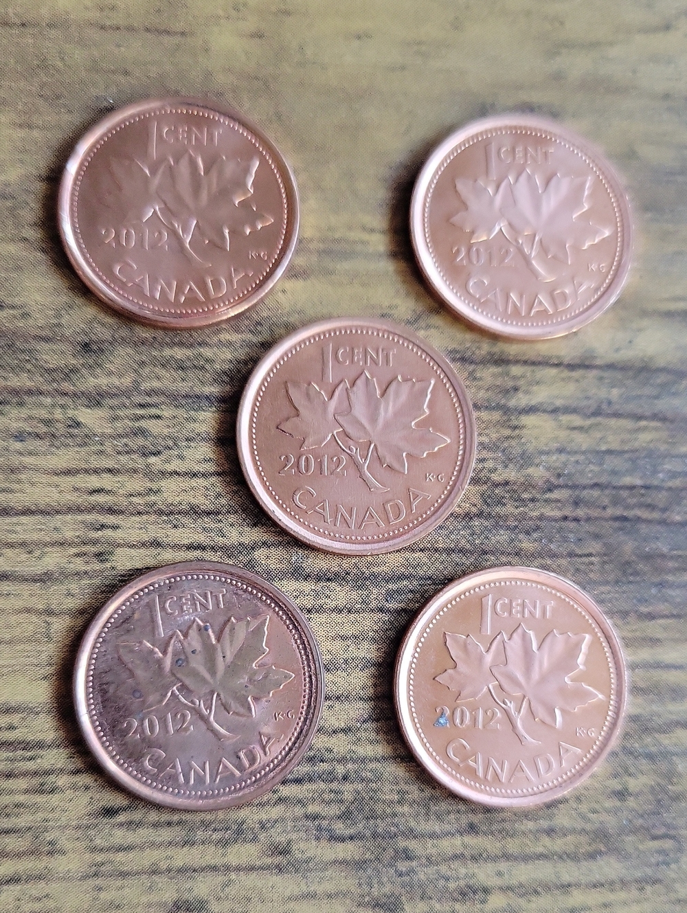 2012 Copper-Colored Canadian 1 Cent  Coins - Pennies